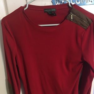 A red long sleeved shirt